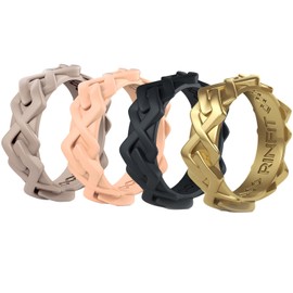 Rinfit Women Silicone Wedding Band 6mm Wide, 2.5mm Thick - Rubber Wedding Rings for Women - Promise Rings for Her - Space Collection - SetA, Size 7