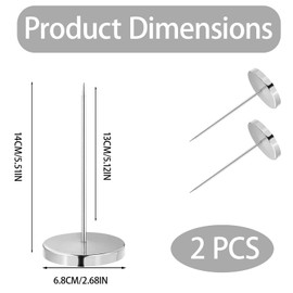 2Pcs Receipt Holder, Metal Receipt Shafts, Ticket Fixing Pins, Cheque Forks, Suitable for Supermarkets, Restaurant Reception, Bar and Hotel Cash Registers, Office Receipt Organizer（Silver）