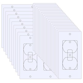 Electric Switch Socket Cover Pads Pre-Punched EVA Foam Rectangle Replacement (White, Single(20Pcs)+Double(10Pcs))