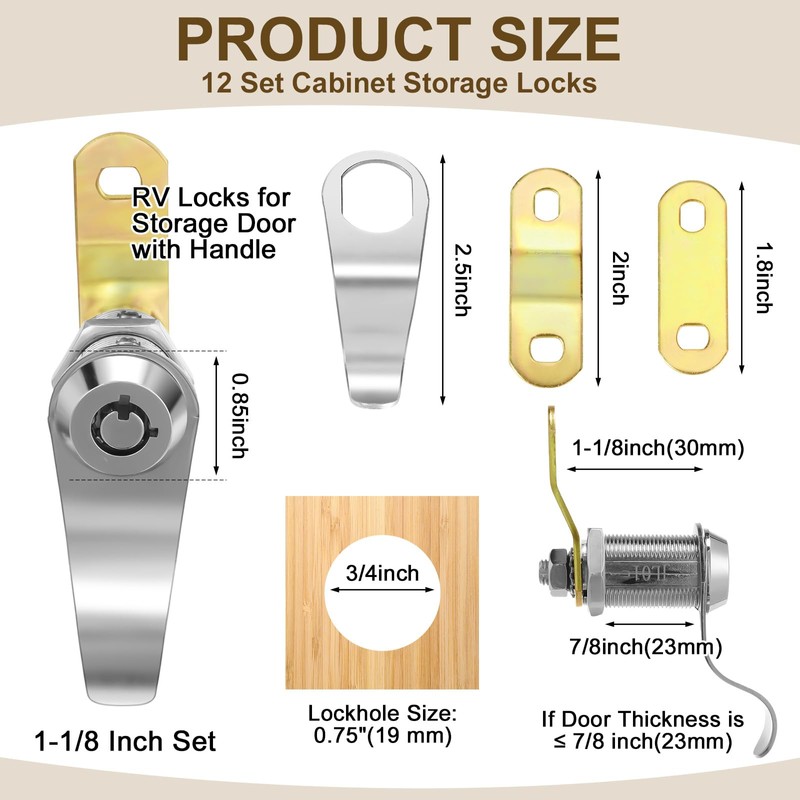 Duraaamo 12 Pack Rv Door Locks for Storage Door 1-1/8''