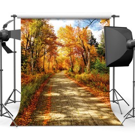 SJOLOON-Fall Photography Backdrop Autumn Backdrop Golden Fallen Leaves Real Natural Landscape Photography Background for Party Decoration Banner Baby Shower Studio Props 11631 10x10ft Yellow