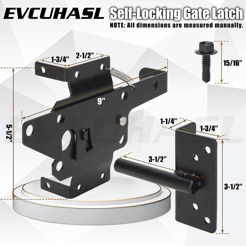 EVCUHASL Self Locking Gate Latch, Heavy Duty Post Mount Automatic