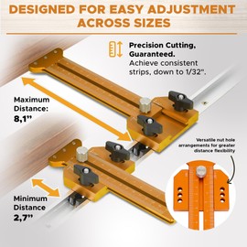 Elestoria Thin Rip Jig Table Saw Jig Guide for Making Repetitive Narrow Thin Strip Cuts Woodworking Tools Fast Thin Ripping Guide for Table Saw Band Saw Router Table Fits for 3/8" x 3/4" T Slot