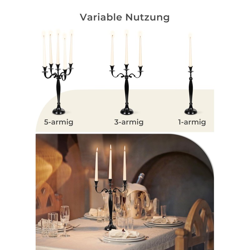 Gräfenstayn® Candlestick 1-, 3- or 5-Arm Candlestick - Various Sizes