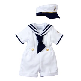 Spring Notion Baby Boys Sailor Set with Hat Style-A 4T, White