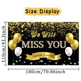 Trgowaul Retirement Farewell Party Decorations, Black Gold We Will Miss You Sign Banner Backdrop Goodbye Party Decorations,Going Away Party Retirement Party Bye Office Coworker Leaving Decor
