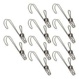YTgilo 10PCS Stainless Steel Short Tail Hook Clips Multifunctional Strong Hanging Clips Drying Storage Display Accessories Hangers for Fixing Photos Notes Documents Message Cards