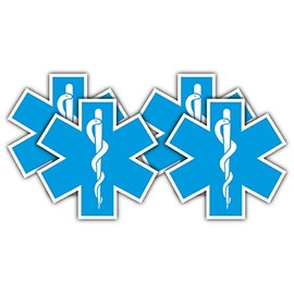 Reflective Star of Life Hard Hat Stickers | Fire Rescue Helmet Motorcycle Vinyl Decals | Paramedic EMT Ambulance Labels Badges CPR AED First Aid Nurse RN DMT
