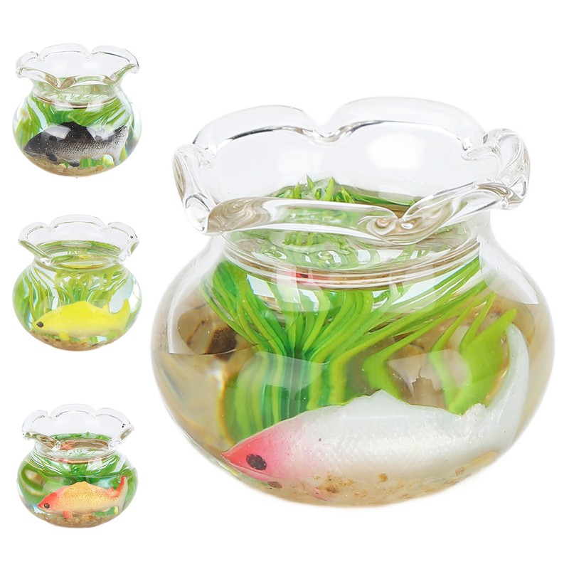 4pcs 1:12 Scale Miniature Glass Goldfish Bowl DIY Fish Bowl
