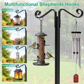 TomCare Garden Hose Holder with Shepherds Hooks Heavy Duty Water Hose Holder Holds 160 FT Hoses Freestanding Hose Reel with 2 Tool Hooks Stable Hoses Hanger Storage Stand for Outside Yard, Black