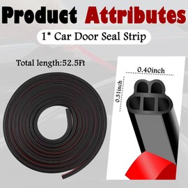 52.5Ft Double Layer 5-Hole Car Door Seal Strip,Self Adhesive Automotive Weather Stripping for Reducing Noise,Universal Car Accessories Cars Weather Stripping Door Seal for Doors,Hoods (5 Holes/52.5FT)