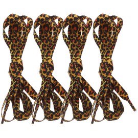 2 Pairs Leopard Shoelaces, Flat Polyester Laces, Creative Design for Shoes, Durable and Stylish for Trainers and Casual Shoes, leopard