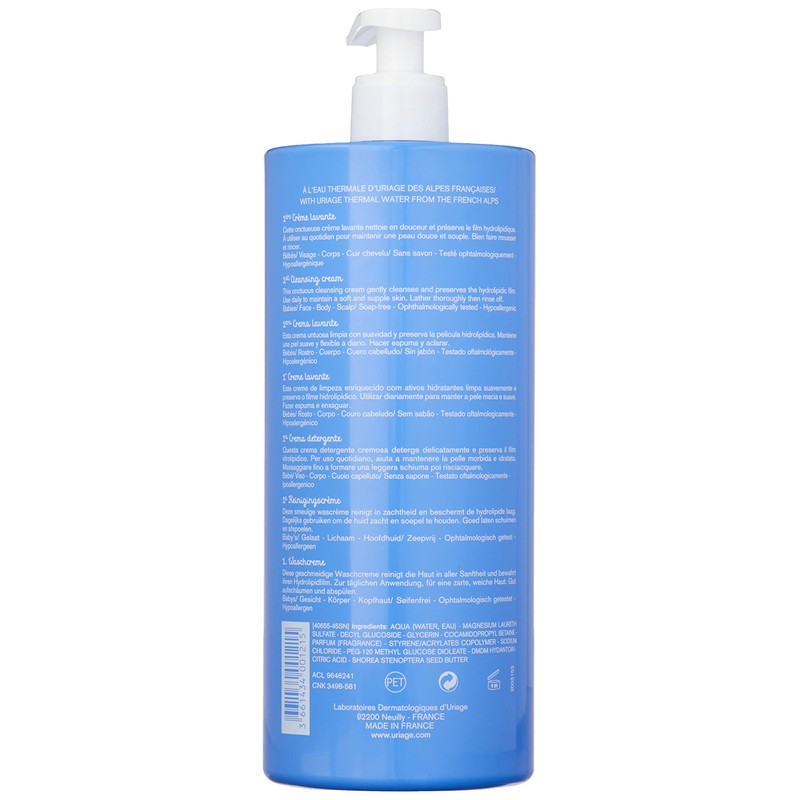Uriage Foaming and Cleansing Soap Free Cream for Baby Face/Body/Scalp