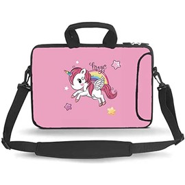 14 15 15.4 15.6 inch Messenger Bag Carrying Case Sleeve with Handle Accessory Pocket Fits 14 to 15-Inch Laptops/Notebook/Ebooks/Kids Tablet/Pad(Cute Unicorn)