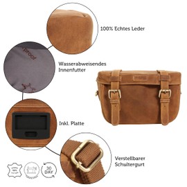 Gusti Rene P. Handlebar Bag Leather with Plate Handlebar Bag Shoulder Bag Waterproof Brown Leather