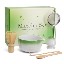 Matcha Set Matcha Bowl with Spout,Matcha Whisk and Matcha Whisk Holder,Bamboo Matcha Spoon and Scoop Handmade with Matcha Sifter for Matcha Maker Green