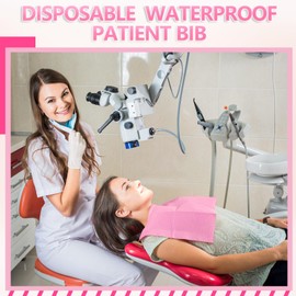 50 PCS Pink Dental Bibs Disposable Nail Art Table Mats Foldable Nail Paper Towels, 3 Ply Disposable Dentist Napkins Patient Bibs Tattoo Bibs Sheets for Salon Manicure Tattoo Dental Clinic