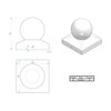Galvanised Square Metal Fence Gate Post Cap With Ball Flange