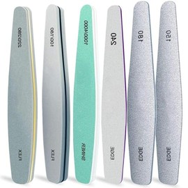 Pack of 6 Nail Files with Grit Double Sided, Professional Nail Files, Nail Files for Gel Nails, 100/180, 1000/4000, 220/280, 150, 180, 240