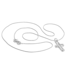 jewellerybox Sterling Silver Outline Cross Pendant on Chain Necklace - 22 Inches