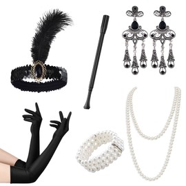 MUGANYI Women 1920s Flapper Gatsby Accessories - Roaring 20s Costume Set for Weddings Cosplay Parties Masquerades