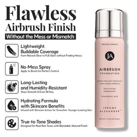 Jerome Alexander MagicMinerals AirBrush Foundation – 2 Piece Set with Airbrush Foundation and Kabuki Brush - Spray Makeup with Anti-aging Ingredients for Smooth Radiant Skin - Medium