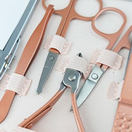 KuqitsBai Manicure Set 7/15/18 Pieces Available Pedicure Kit Nail Set Nail Clippers Polished Stainless Steel Nail Case for Nail Care Beauty Home and Travel (Rose Gold 18)