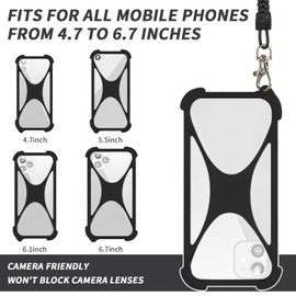 HOTEMIA Silicone Phone Lanyard Holder, Universal Phone Tether, Anti-Theft Phone Strap Compatible with Most Smartphones (Black)