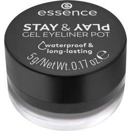 essence | Stay & Play Gel Eyeliner Pot | Waterproof, Long Lasting, 01 | Black