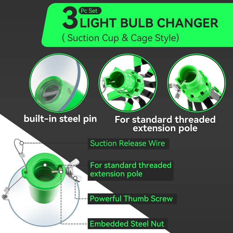 Dreyoo 3 Pieces Set Light Bulb Changer, Standard Incandescent, Floodlight