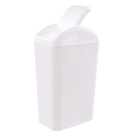 Morcte 3.5 galones/14 litros pequeño bote de basura con tapa, cubeta de basura con tapa oscilante, blanco