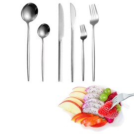 48-Piece Silverware Set, Stainless Steel Flatware Set for 8 - Service for 8 Includes Knives, Forks, Spoons & Teaspoons, Mirror Polished, Dishwasher Safe