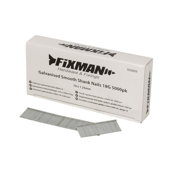 Fixman 856869 18ga Galvanised Smooth Shank Nails 19 x 1.25mm