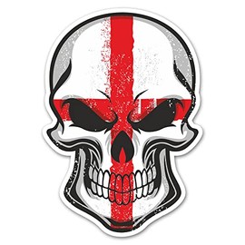 2 x Glossy Vinyl Stickers - England Flag Skull Funny Laptop Decal #0104 (As Shown.)