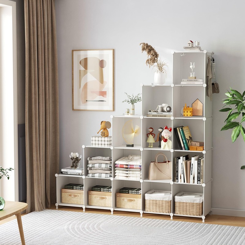 AWTATOS Cube Storage Organizer, 16 Cube Closet Organizer, Stackable Storage