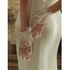 QRBTSCL Women's Short Mesh Gloves Ruffled Tulle Tea Party Gloves