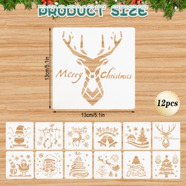 FainFun Stencil Snowflakes Small, Pack of 12 Snowflakes Stencil Wall, Christmas Stencils, Painting Stencils Christmas Suitable for DIY Christmas Decoration, Holiday Decoration (13 x 13 cm C)