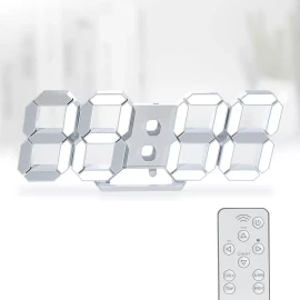 Kosumosu Reloj De Pared Digital Led 3d Estructura Blanco Fondo Transparente