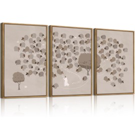 IARTTOP Large Jesus Sheep Canvas Wall Art Framed Jesus Leaves the 99 Sheep Wall Art Set of 3 Christian Art Prints Jesus Sheep Painting for Living Room Bedroom Church-16 x 24 Inch