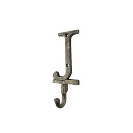 Handcrafted Nautical Decor Rustic Gold Cast Iron Letter J Alphabet Wall Hook 6"