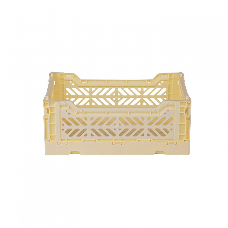 Ay-Kasa Folding Crate, Sturdy Folding Box, Plastic, Stackable, Banana, Mini