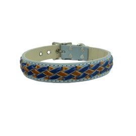 BGX Soft Touch Hand-Woven Leather Collar and Hand-Woven Leash Set - Cat and Dog Collar with Soft Comfortable Padding (S)