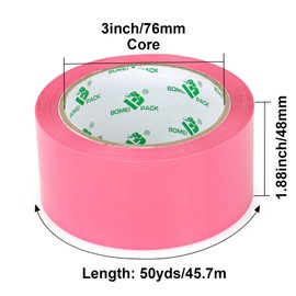 BOMEI PACK Cinta de embalaje rosa con dispensador, 1.88 pulgadas x 50 yardas, 6 rollos de repuesto de cinta de color para mudanza, envío y embalaje