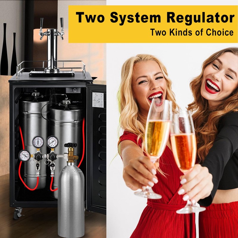 FERRODAY Two System CO2 Regulator, Dual Output CGA-320 CO2 regulator