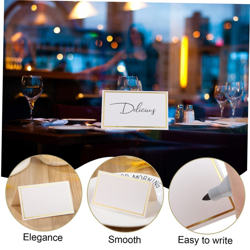 Gatuida 100Pcs Gold Foil Wedding Place Cards Elegant Tent Name