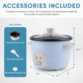 AROMA Housewares 4-Cups (Cooked) / 1Qt. Rice & Grain Cooker (ARC-302NGBL)