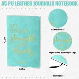 Qilery 5 Pcs Bible Journal Set Green Mother's Day Christian Gifts for Women Men A5 Leather Notebook Inspirational Religious Prayer Journal with Pen Jesus Church Appreciation Gift Bible Study Supplies