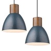 ELYONA 2 Pack Modern Hammered Pendant Lights 10.2” Blue Solid