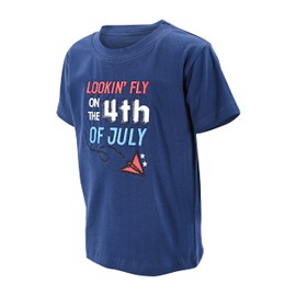 Unique Baby Camiseta divertida unisex Lookin Fly On The 4 of July, Vuela en julio, 4 Años