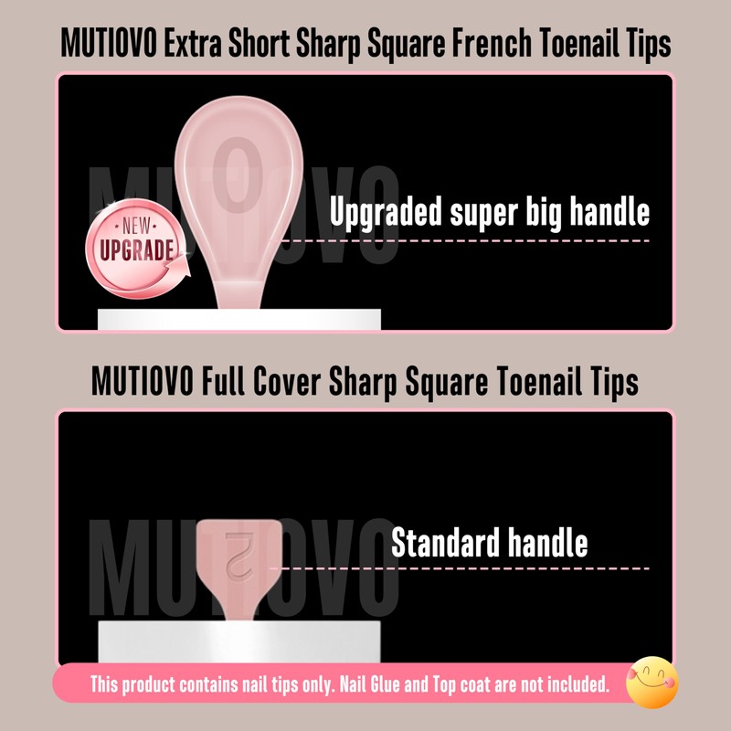 MUTIOVO Extra Short Toe Nail White French Tip BABY PINK,Soft